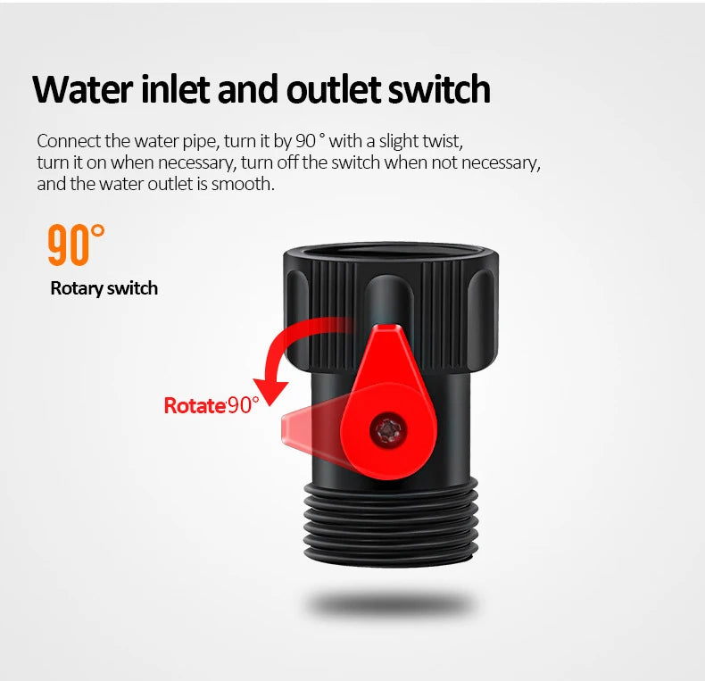 Effortlessly manage water flow with our innovative inlet and outlet switch, coupled with a convenient 90-degree rotatory switch. Enjoy precise control over water direction, making your cleaning experience more efficient and enjoyable.